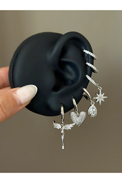 h&b design jewel Melek Detay 6 Lı Küpe Setİ