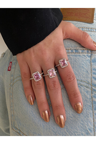h&b design jewel Pembe Baget Taşlı Yüzük