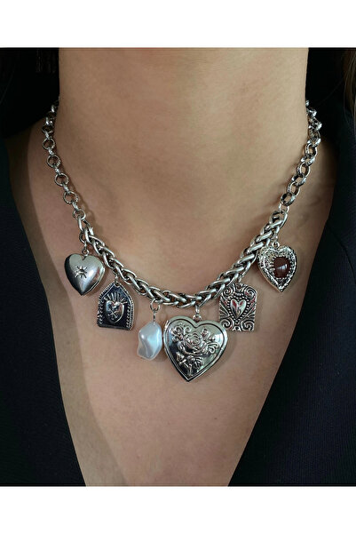 h&b design jewel Çelik Silver Vintage Tasarım Choker