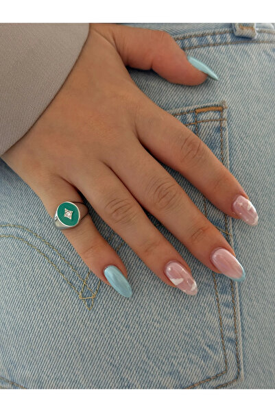 h&b design jewel خاتم إصبع السناجب من الفولاذ المطلي بالمينا الخضراء