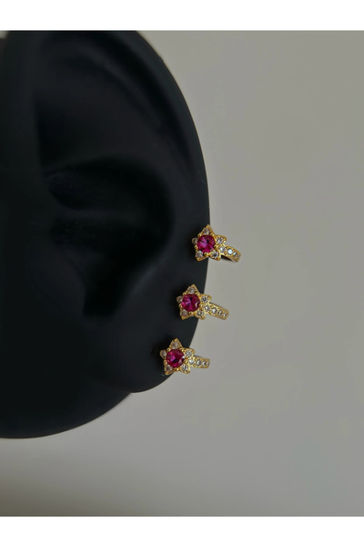 h&b design jewel Çelik Pembe Çiçek Detaylı Halka Piercing