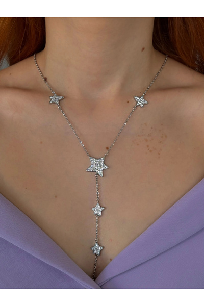 h&b design jewel Steel Star Detail Necklace