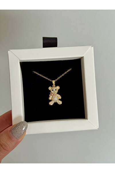 h&b design jewel Steel Gold Teddy Bear Necklace