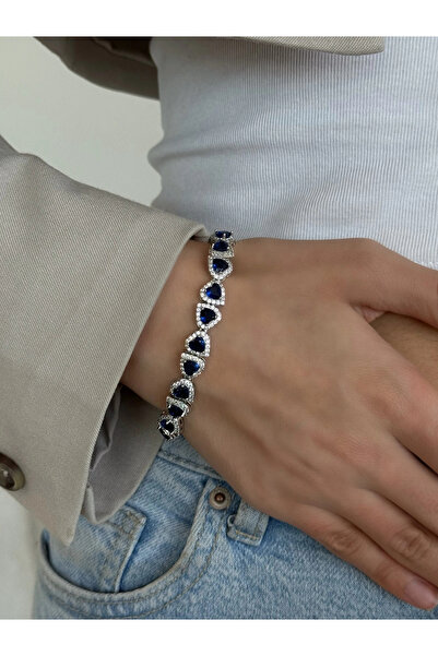 h&b design jewel Vip Silver Lacivert Kalpli Bileklik