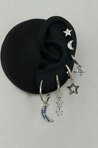h&b design jewel Steel Space Themed 6-Piece Earring Set