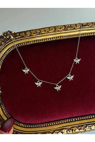h&b design jewel Steel 5 Butterfly Charm Necklace