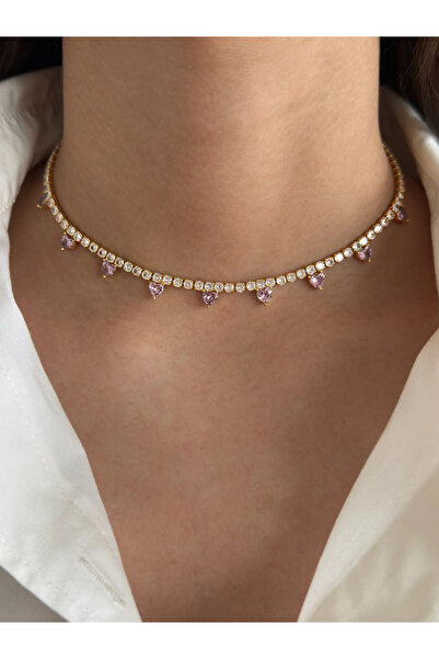 h&b design jewel Gold Pembe 9 Kalpli Kolye
