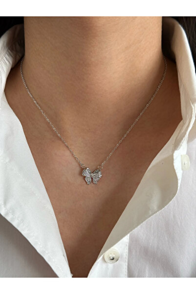 h&b design jewel Çelik Silver Kurdela Detay Kolye