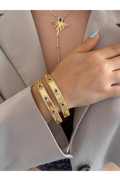 h&b design jewel Vip Lacivert Göz Detay Kelepçe Bileklik