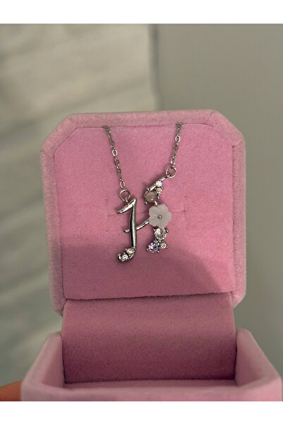 h&b design jewel Çelik Silver Çiçekli H Harfli Kolye