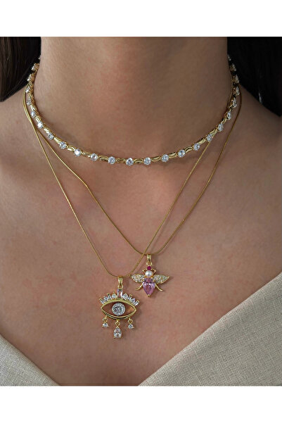 h&b design jewel Çelik Gold Göz Kolye