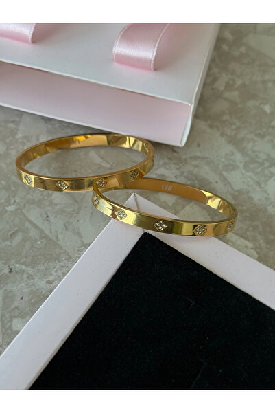 h&b design jewel Çelik Çiçek Detay Kelepçe Bileklik