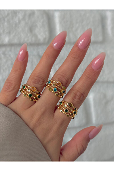 h&b design jewel خاتم تصميم الحجر الأخضر