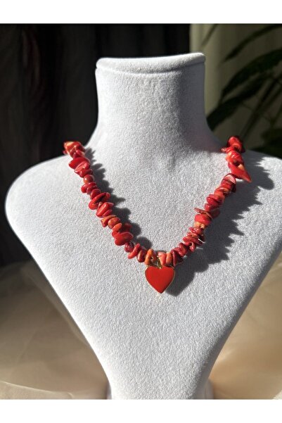 Doğaltaş Masalları Coral Heart Necklace