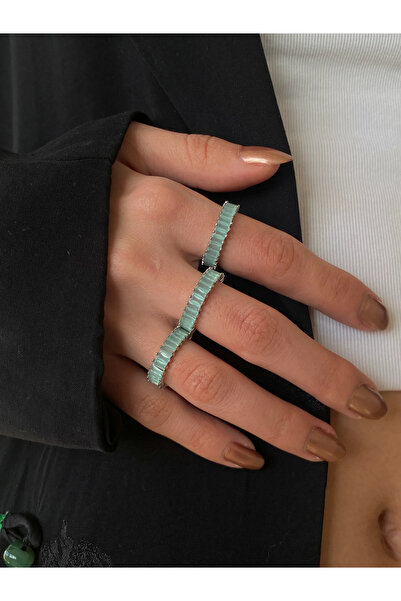 h&b design jewel Nil Yeşili Baget Taşlı Yüzük