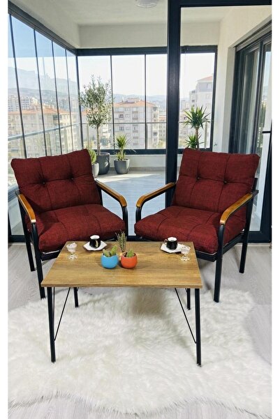 Madame Home Lale Balkon, Bahçe, Cafe  Metal Kanepe Koltuk Takımı 2 Tekli + Sehpa