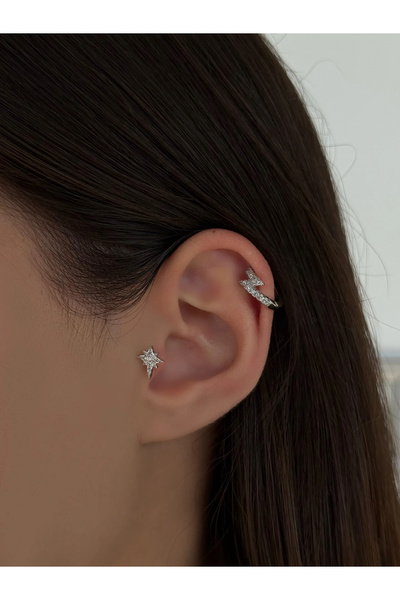 h&b design jewel Cerrahi Çelik Silver Kutup Yıldızı Piercing