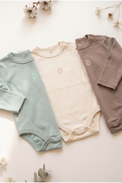 Babily 100% Cotton Triple Bodysuit with Snap Fasteners Baby Long Sleeve Newbo...