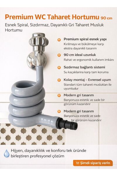 TOYFEST Wc Hortummatik Yere Değmeyen Wc Hortumu Beyaz 100 CM
