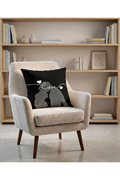 MODA Black Love Written Throw Pillow Cover- Pillow Case Digital Printing 43X4...