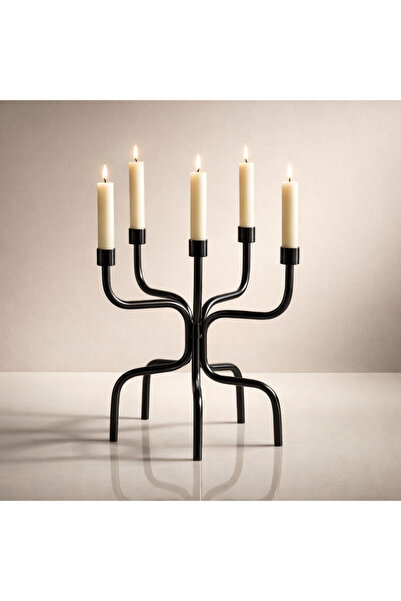 zepce design Metal Siyah Şamdan mumluk
