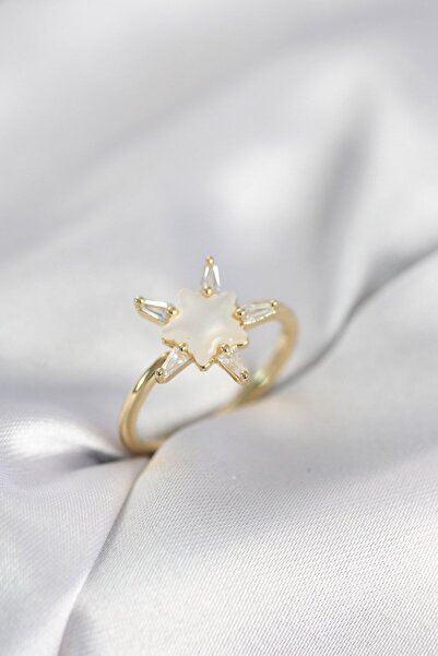 Skygo Gold Color Star Model Pearlescent Zircon Stone Women's Ring - Tj-Byk4052
