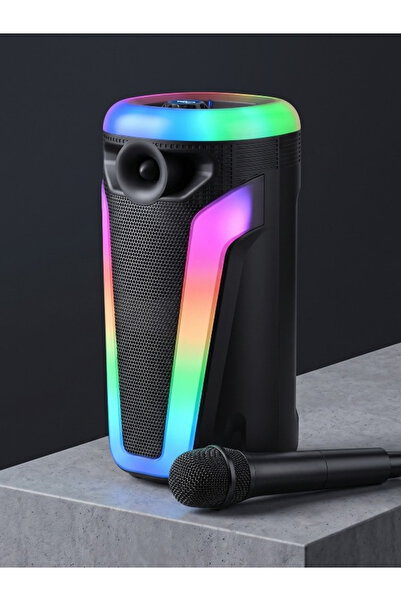 Deppo Trend Kablosuz Mikrofonlu RGB Renkli LED Işıklı Parti Boy Bluetooh Hopa...