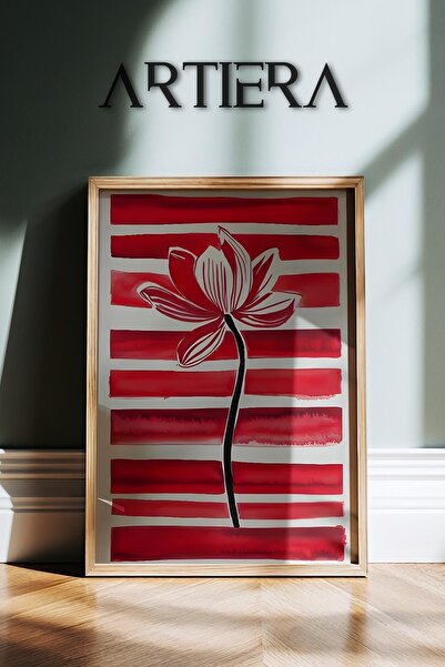 HİGUERA Κόκκινο ριγέ Κομψό Λουλούδι Βοτανικό Σύγχρονη Μινιμαλιστική Τέχνη Πίν...