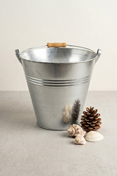 Desen Dekorasyon Metal Dekoratif Kova 10 Litre - 28 cm Çok Amaçlı Saplı Galva...