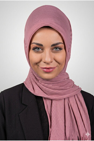 Şalcenneti.com Βιολογικό λιλά χρώματος πρακτικό πλισέ σάλι - έτοιμο μοντέλο μ...