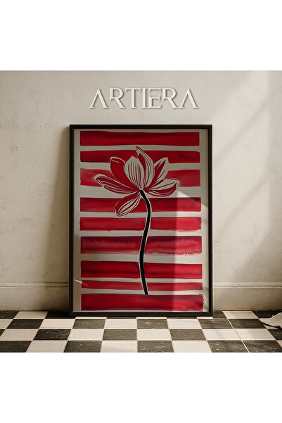 HİGUERA Κόκκινο ριγέ Κομψό Λουλούδι Βοτανικό Σύγχρονη Μινιμαλιστική Τέχνη Πίν...