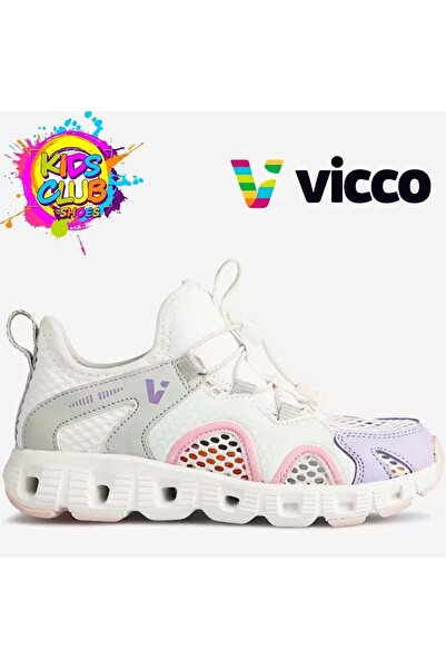 Vicco Pantofi sport ortopedici pentru copii Zero Ornamental cu șireturi ALBI