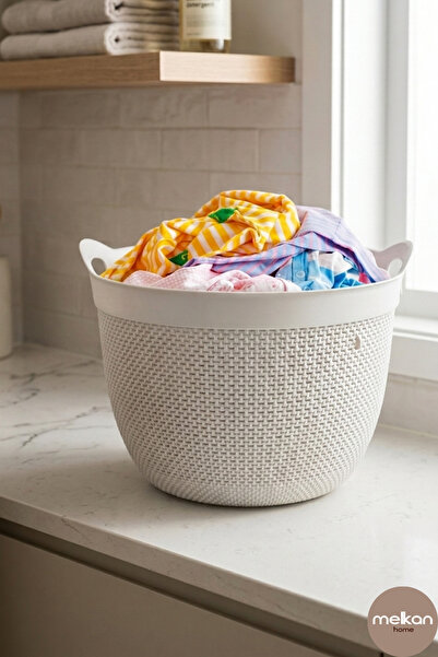 Melkan Home Καλάθι ρούχων 30 λίτρων με στρογγυλό σχέδιο - Πολλαπλών χρήσεων, ...