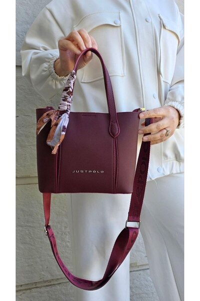 Just Polo orijinal kadın BORDO orta boy el ve omuz çantası Ebat 24x23 cm