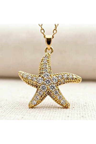 Siya Silver Zircon Stone Starfish Steel Necklace - Gift Boxed