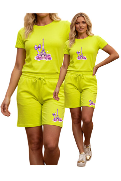 HOFFNUNG Σετ μπλουζάκι και σορτς UNISEX με στάμπα Πύργου του Άιφελ με 2 νήματα