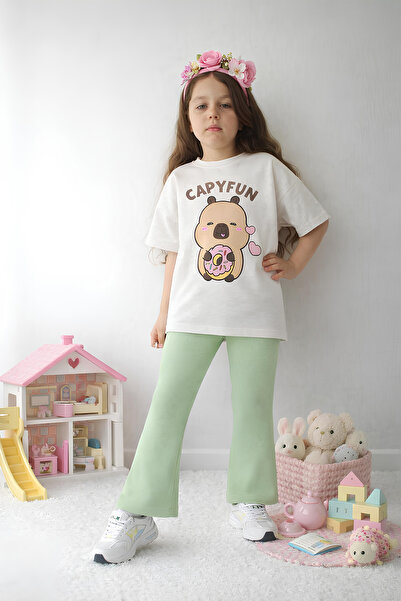 Belya Kids Wear Set pentru fete, top și colanți oversize, design Cb26