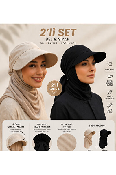 MYZİ STORE Γυναικείο σετ 2 τεμαχίων με καπέλο και σάλι με γείσο, καλοκαιρινό ...