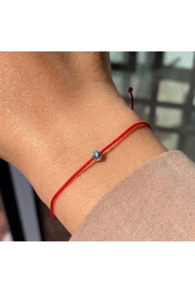 Hazeran accessories Gümüş Dorikalı Kırmızı Şans Bilekliği ( Gümüş Renk )