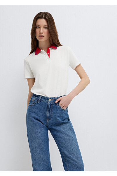 Mavi Ecru-Polo-T-Shirt mit Kragen-Detail, Semi Slim Fit / Halbschmal geschnit...