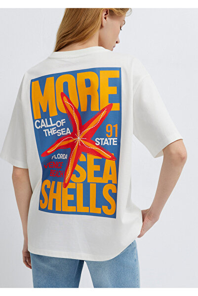 Mavi Μπλουζάκι με στάμπα στην πλάτη, εκρού χρώμα, χαλαρή εφαρμογή / άνετη γρα...