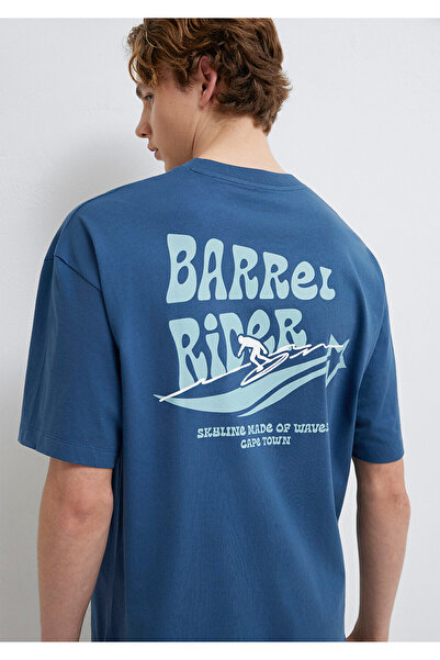 Mavi Cape Town bedrucktes marineblaues T-Shirt in Übergröße / weiter Schnitt ...