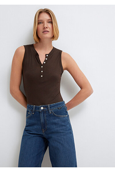 Mavi Geknöpftes braunes Tanktop Slim Fit / Eng anliegend 1614062-88067