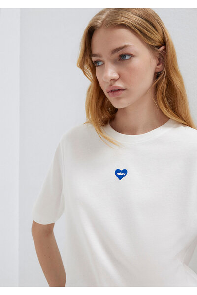 Mavi Miav Printed Ecru T-Shirt Regular Fit / Normal Cut 1614093-70057