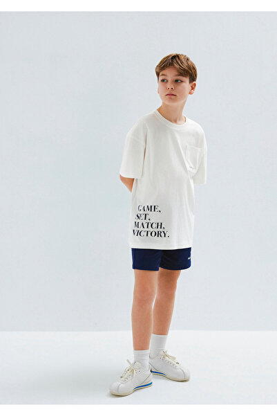 Mavi Tennis Club Bedrucktes Ecru-T-Shirt Oversize / Weit geschnitten 6610400-...