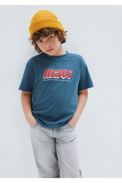 Mavi Bedrucktes grünes T-Shirt mit lockerer Passform / bequemem Schnitt 66104...