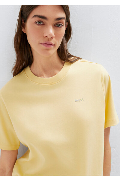 Mavi Ecru-T-Shirt mit Logodruck, normale Passform 1613882-80194