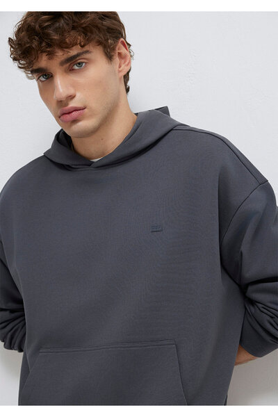 Mavi Anthrazitfarbenes Sweatshirt mit Kapuze 0S10416-80955