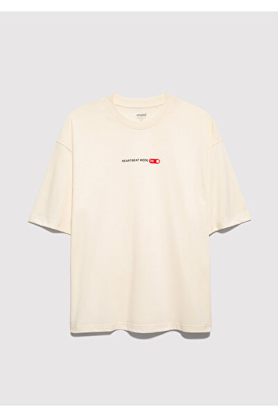 Mavi Heartbeat Mode On Bedrucktes Ecru-T-Shirt Oversize / Weit geschnitten 06...