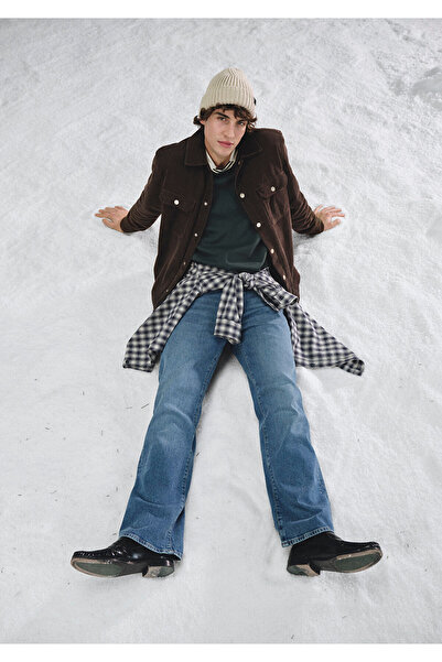 Mavi Braunes Samthemd mit Taschen, lockere Passform / lockerer, bequemer Schn...